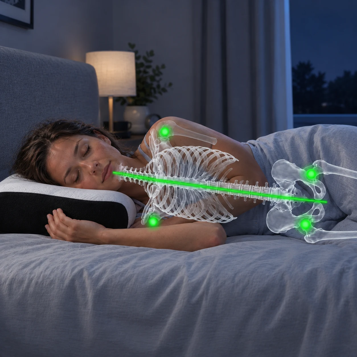 Alignement vertébral pendant le sommeil sur le côté